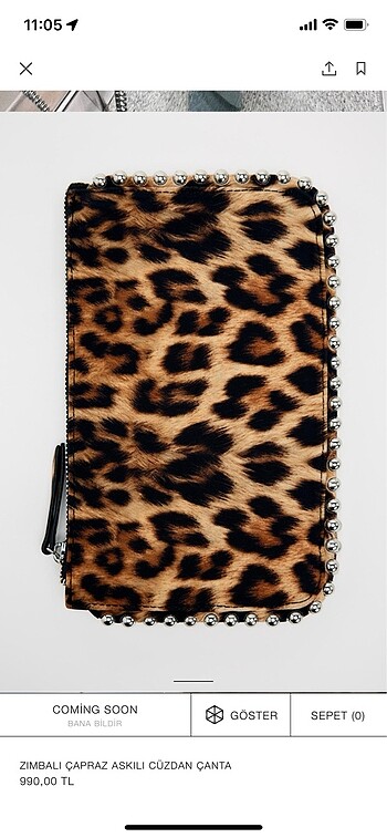 Beden çeşitli Renk ZARA LEOPAR ÇANTA
