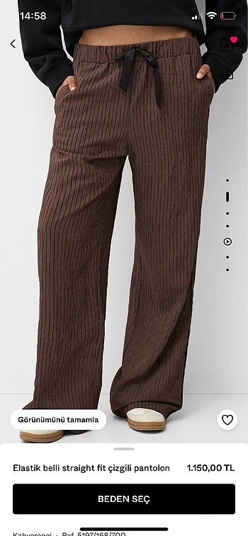 Elastik Belli Straight Fit Pantolon