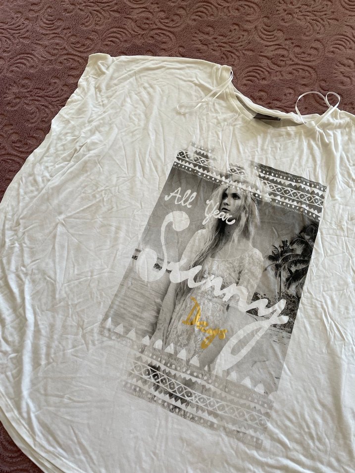 Baskılı Kısa Kollu Hamile Bluzu - Görsel 2