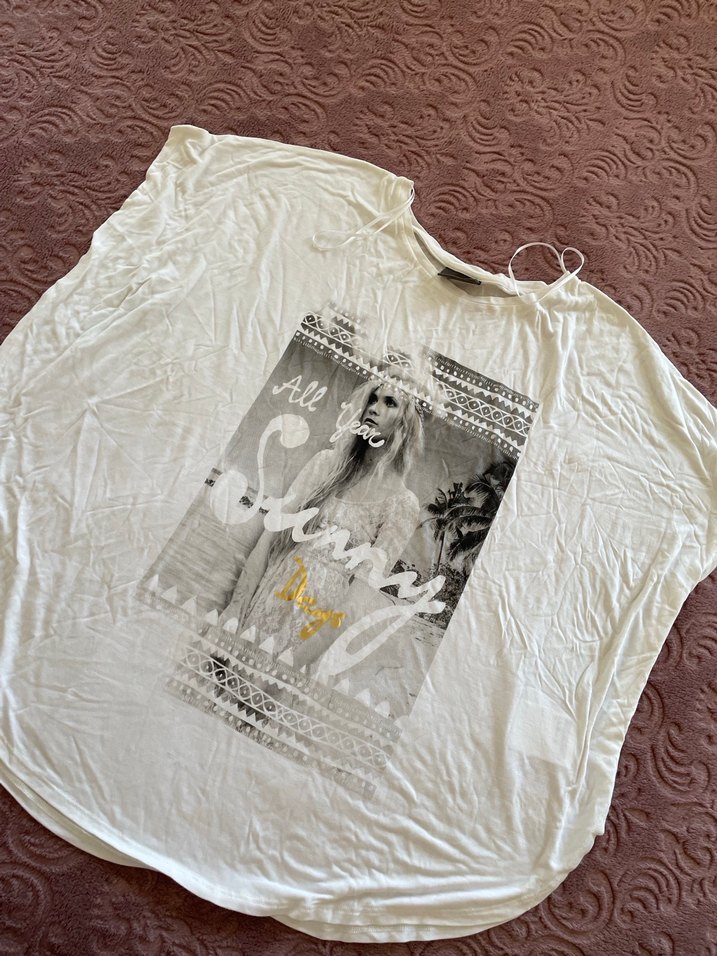 Baskılı Kısa Kollu Hamile Bluzu - Görsel 3