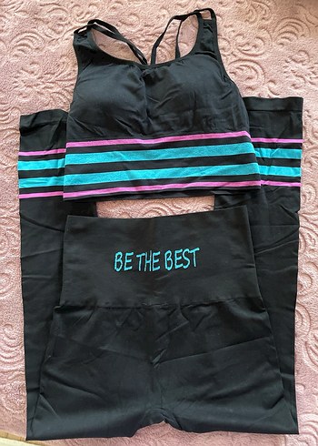 Kızlar için Siyah Şeritli Fit Spor Takım - Görsel 2