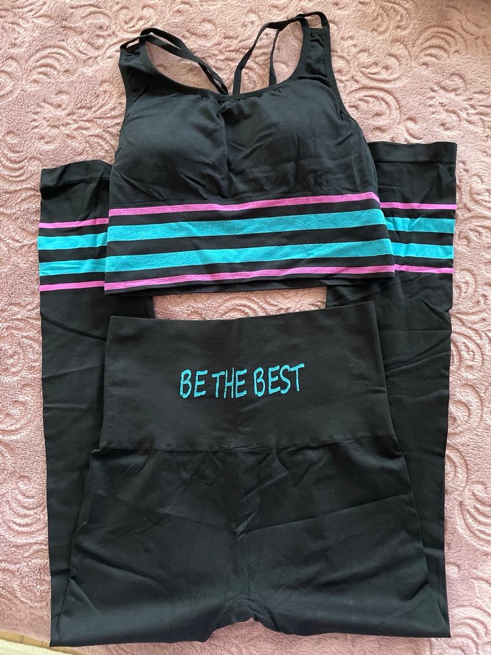 Kızlar için Siyah Şeritli Fit Spor Takım - Görsel 2