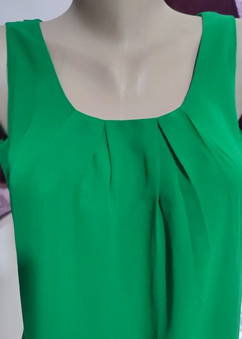 Yeşil Saten Midi Elbise - Görsel 4