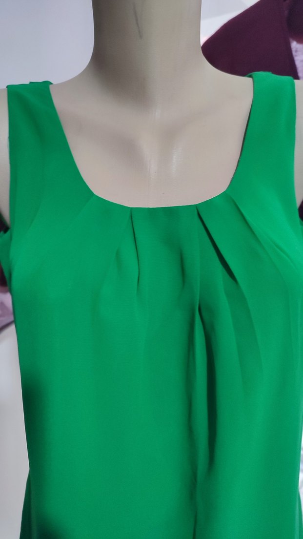 Yeşil Saten Midi Elbise - Görsel 4