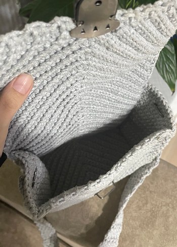 Gri Örgü Kadın Çanta - Görsel 2