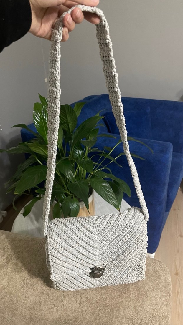 Gri Örgü Kadın Çanta - Görsel 3