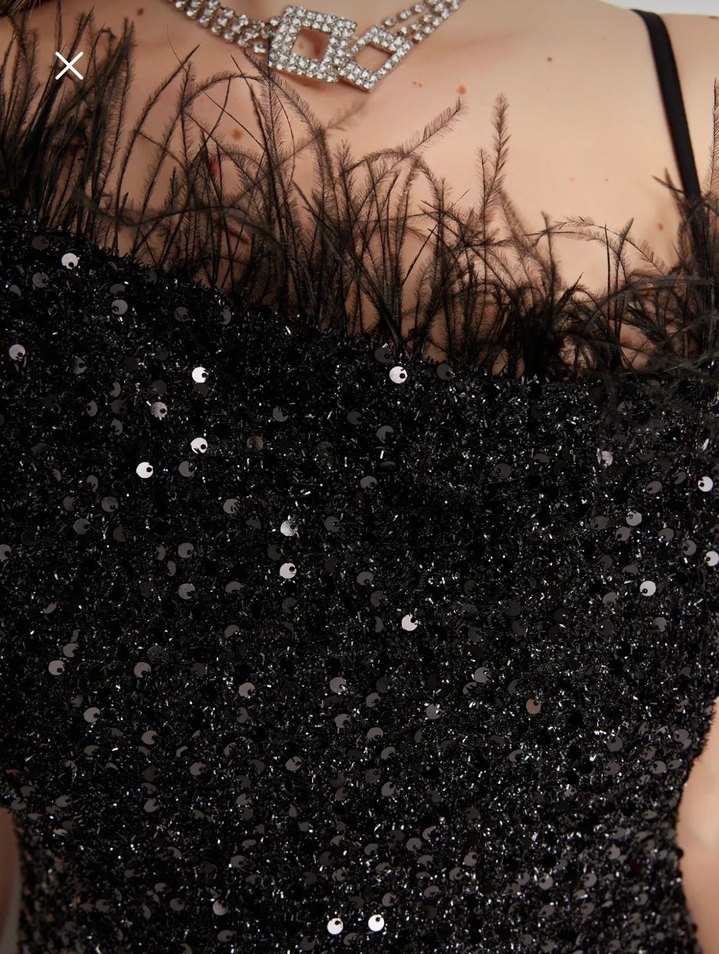 Payetli Siyah Mini Abiye Elbise - Görsel 3