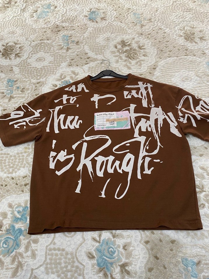 Baskılı Kahverengi erkek Tişörtü - Görsel 2