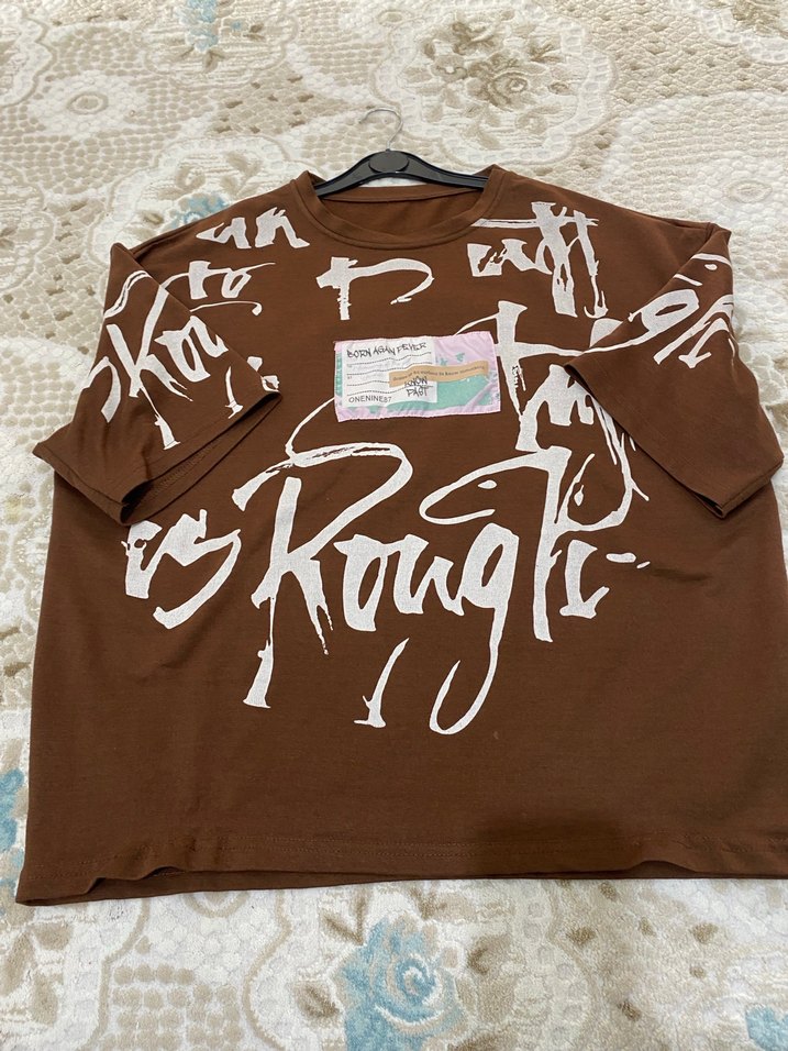 Baskılı Kahverengi erkek Tişörtü - Görsel 3