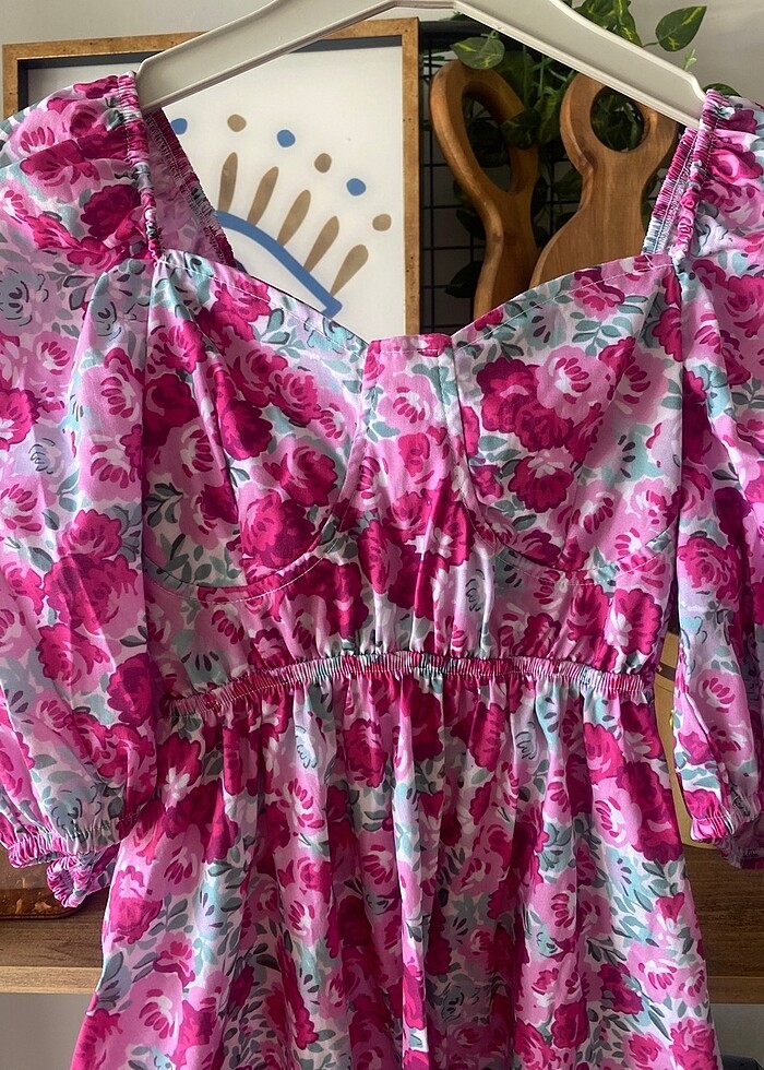 Balon Kol Kısa Elbise - Görsel 2