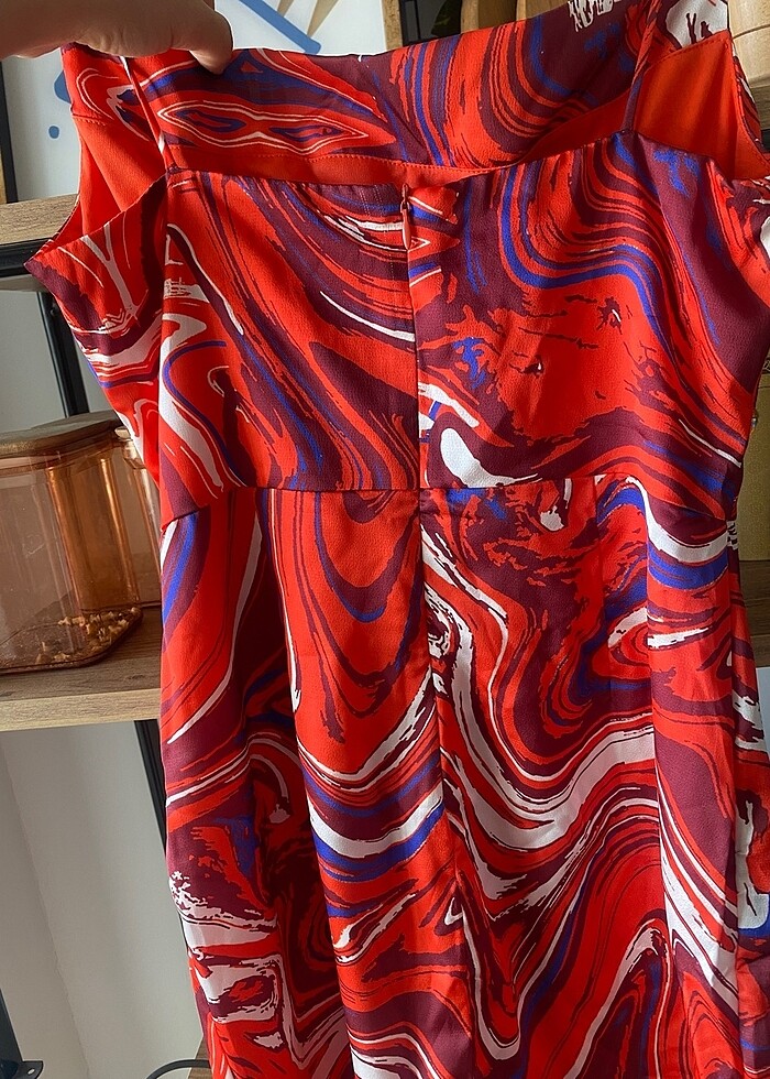 Kırmızı Saten Kısa Elbise - Görsel 3