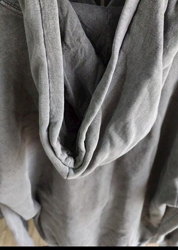 l Beden Gri Kapüşonlu Fermuarlı Sweatshirt