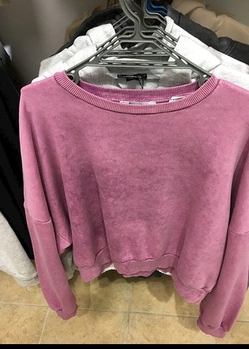 s Beden Salaş Kesim Pembe Batik Desenli Kadın Sweatshirt