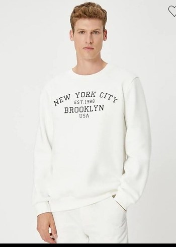 Beyaz Erkek Baskılı Sweatshirt m:1,xl:3