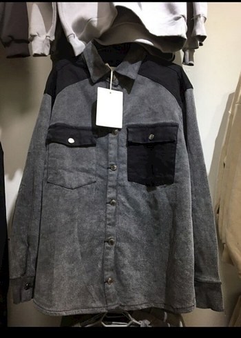 Gri Düğmeli Erkek Denim Ceket m:3,l:1
