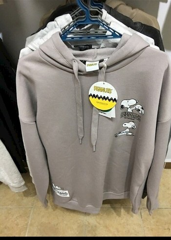 Gri Kapüşonlu Uzun Kollu Sweatshirt