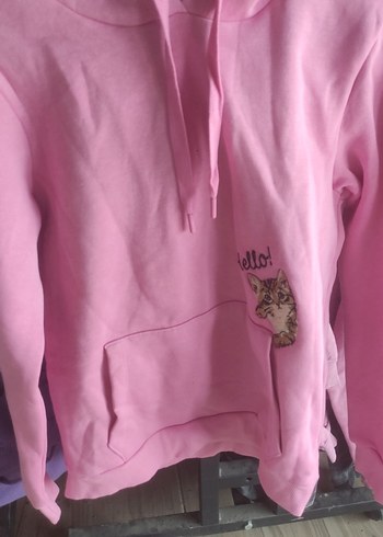 xs Beden Kapüşonlu Pembe Kadın Sweatshirt
