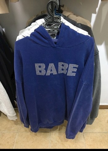 Kadın Mavi Kapüşonlu Sweatshirt