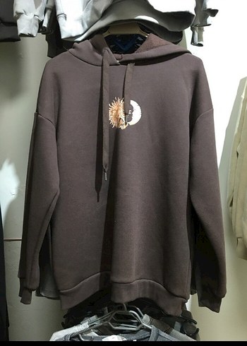 Koton Kahverengi Baskılı Kapüşonlu Sweatshirt
