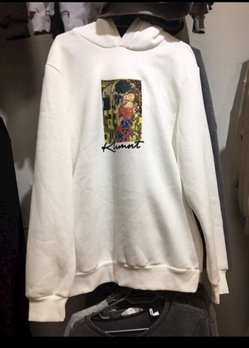 s Beden beyaz Renk Kapüşonlu Beyaz Baskılı Sweatshirt