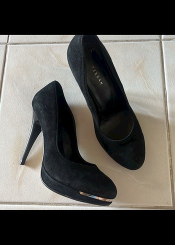 Siyah Süet Stiletto Topuklu Kadın Ayakkabı - Görsel 5