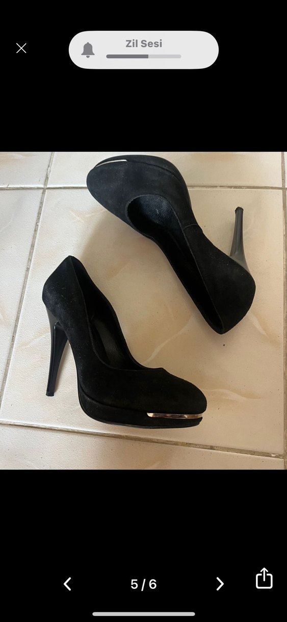 Siyah Süet Stiletto Topuklu Kadın Ayakkabı - Görsel 3