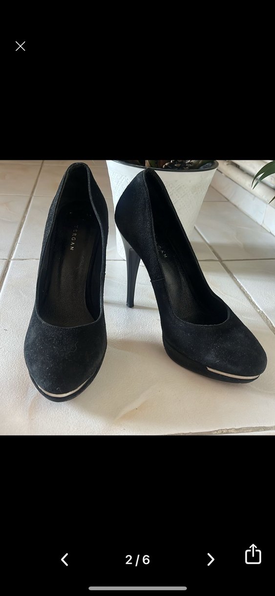 Siyah Süet Stiletto Topuklu Kadın Ayakkabı - Görsel 2