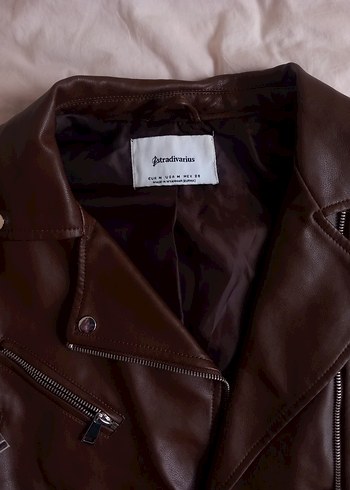 Kahverengi Kadın Deri Biker Ceket Stradivarius - Görsel 2
