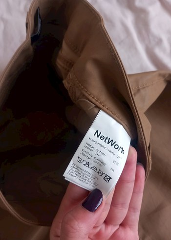 Bej Kadın Deri Pantolon Midi Boy - Görsel 3