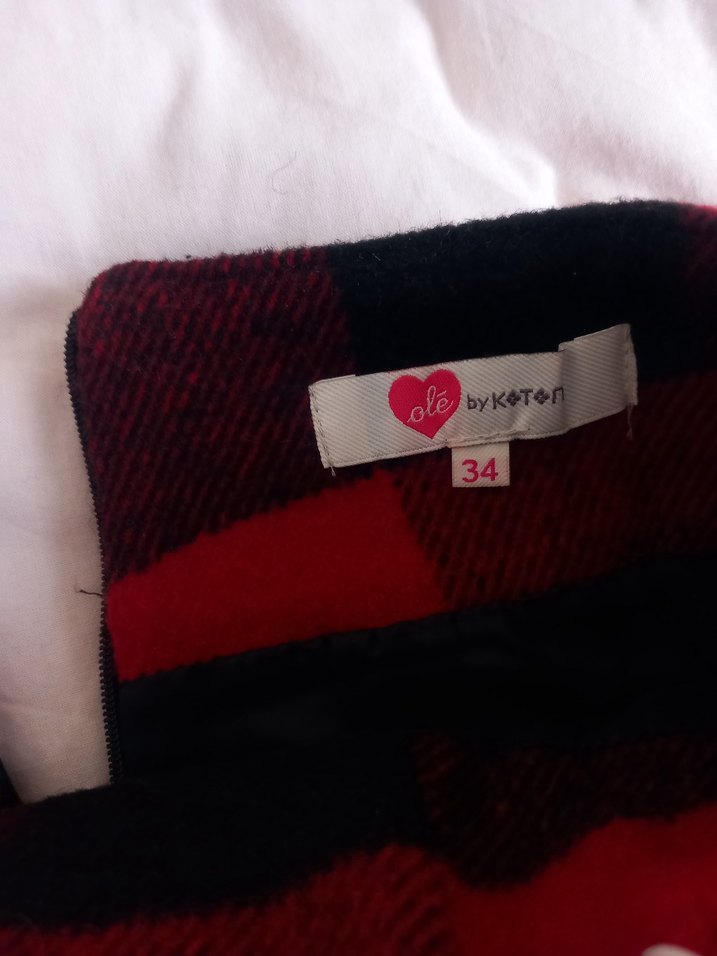 Kırmızı Ekose Mini Etek Tokalı - Görsel 2