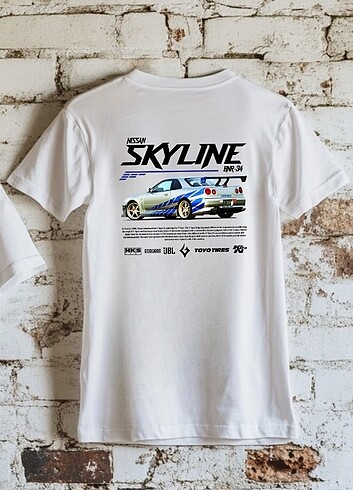 Diğer Skyline baskılı oversize unisex pamuk thisort
