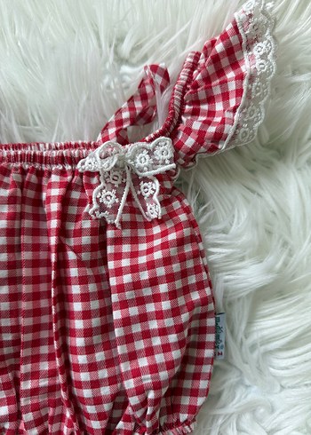 Kız Bebek Kırmızı Kareli Fırfırlı Takım - Görsel 4