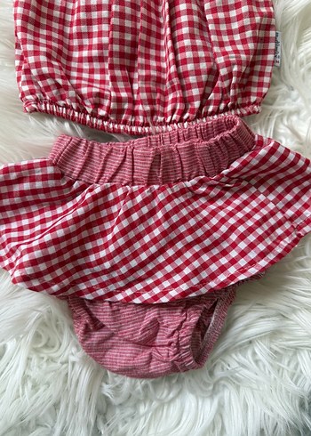 Kız Bebek Kırmızı Kareli Fırfırlı Takım - Görsel 3