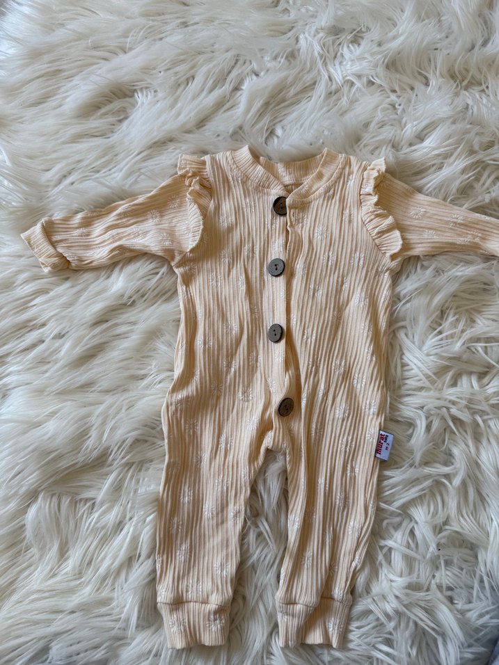 Bej Düğmeli Bebek Kız Tulum - Görsel 2