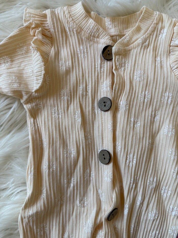 Bej Düğmeli Bebek Kız Tulum - Görsel 3