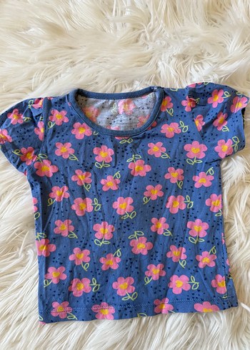 Çiçek Desenli Kız Tişörtü, Kısa Kollu, Fırfırlı - Görsel 2