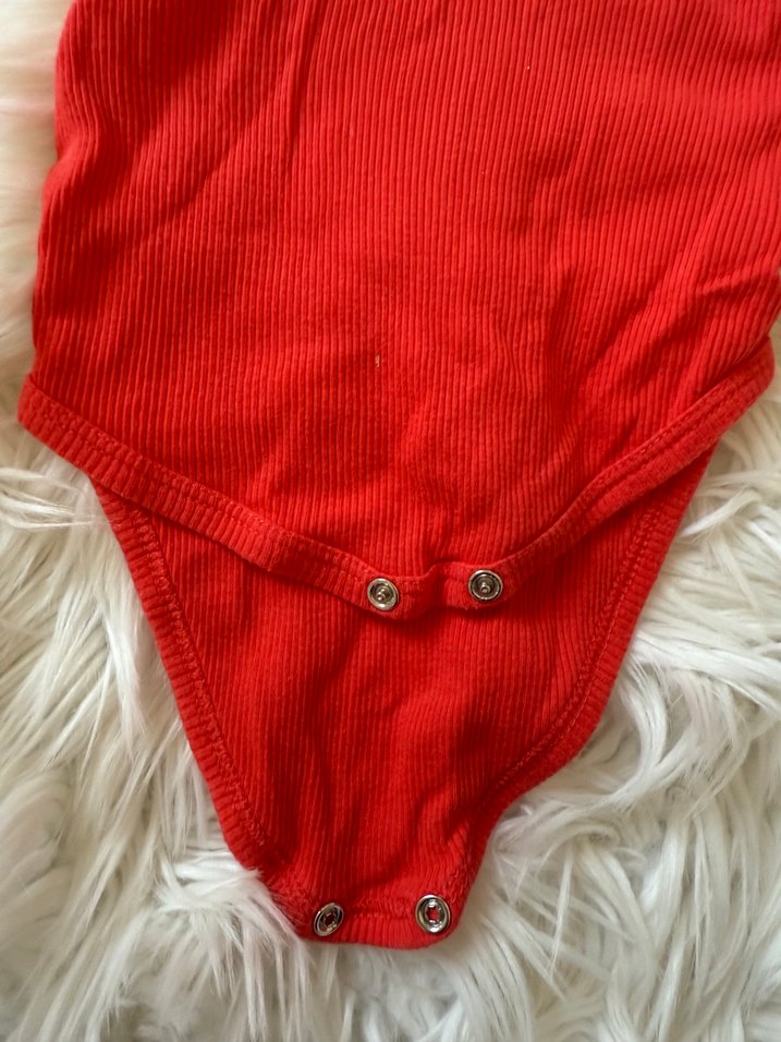 Kısa Kollu Koyu Kırmızı Bebek Kız Body - Görsel 4