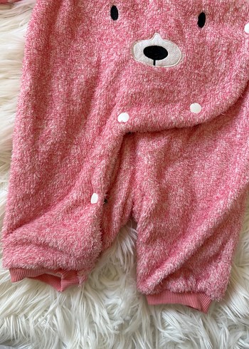 Kapüşonlu Pembe Kız Bebek Tulumu - Görsel 4
