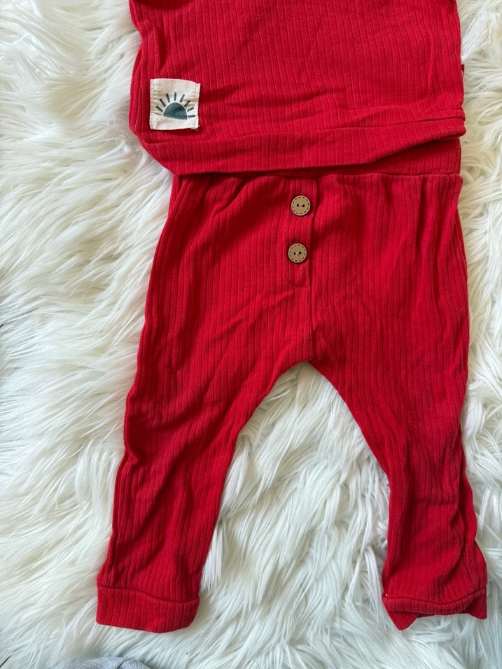 Kız Bebek Kırmızı Uzun Kollu Takım - Görsel 2