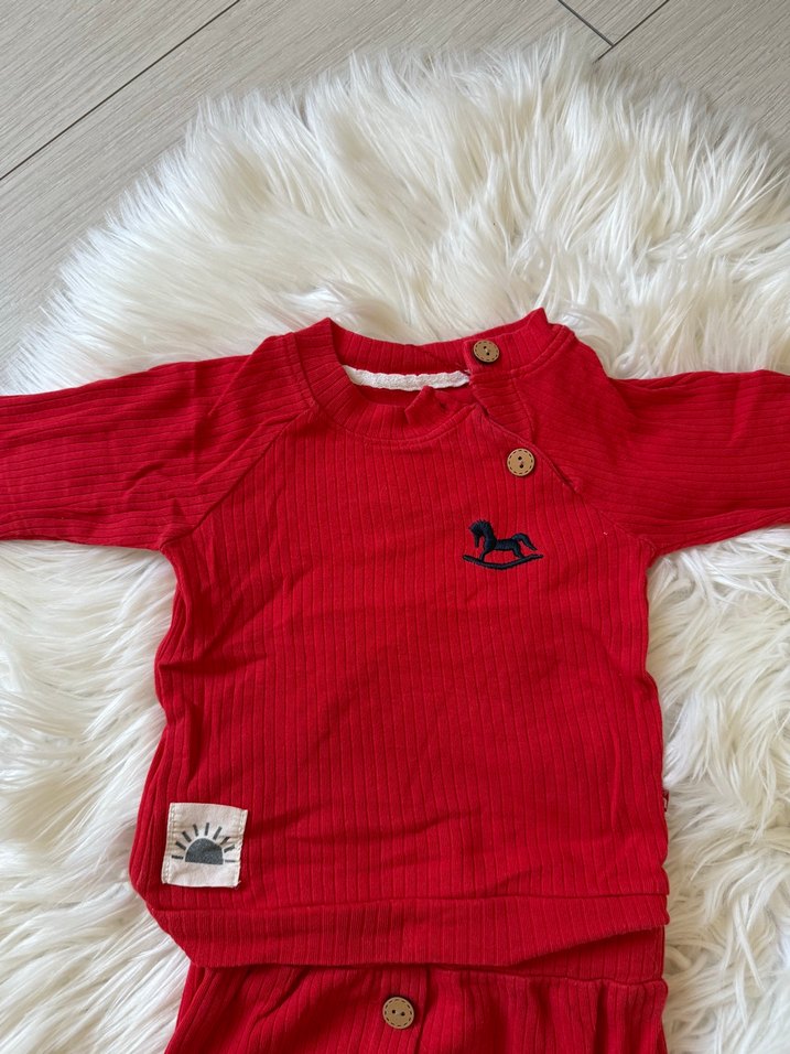 Kız Bebek Kırmızı Uzun Kollu Takım - Görsel 3