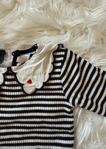 Fırfırlı Yaka Detaylı Çizgili Kız Bluz - Görsel 3