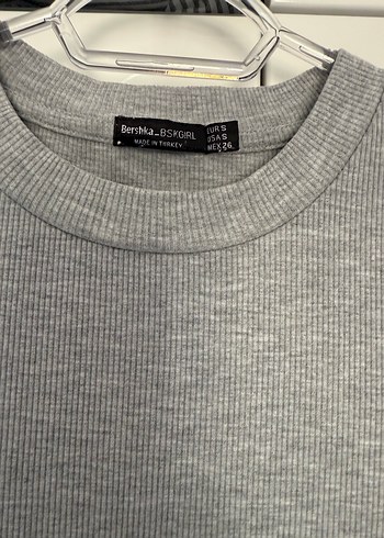 Kısa Kollu Gri Çizgili Midi Elbise - Görsel 5