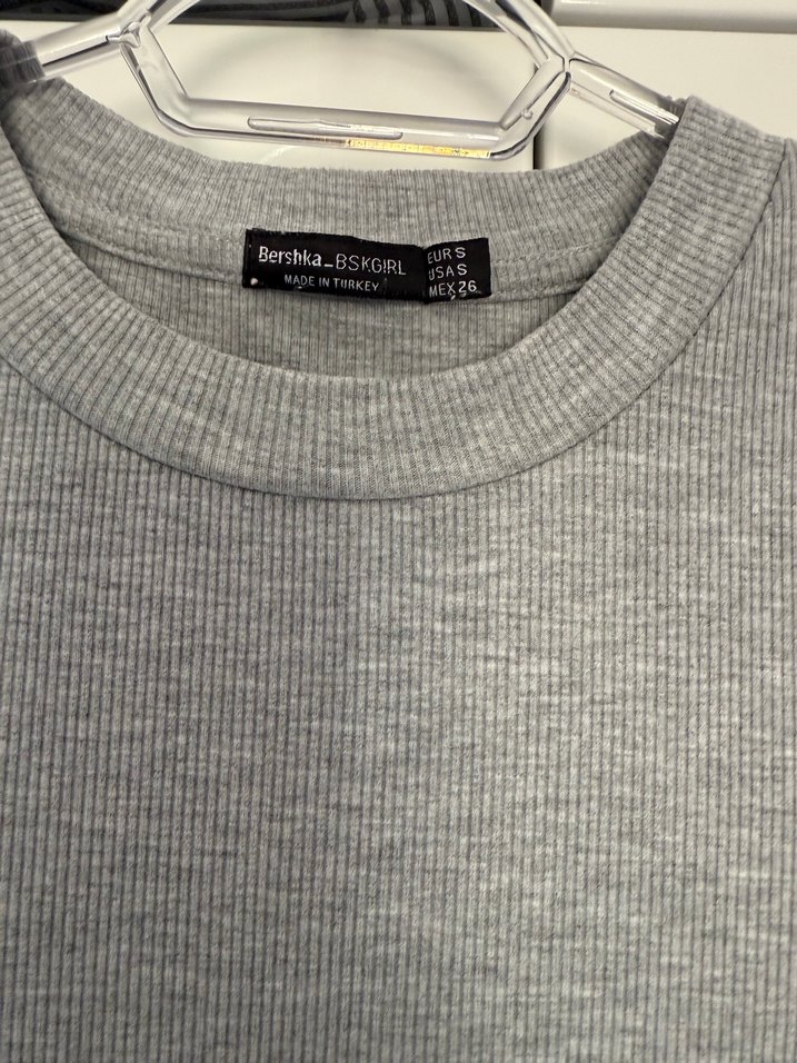 Kısa Kollu Gri Çizgili Midi Elbise - Görsel 5