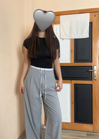 Gri Salaş kumaş Pantolon - Görsel 2