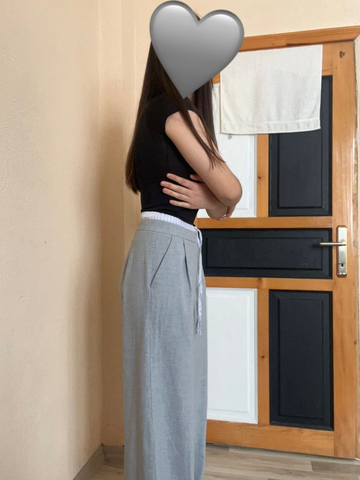 Gri Salaş kumaş Pantolon - Görsel 3