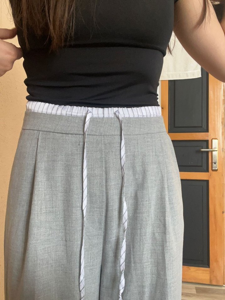 Gri Salaş kumaş Pantolon - Görsel 4