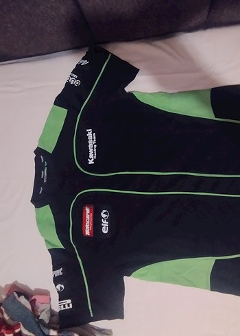 Kawasaki Yeşil Siyah Kısa Kollu Biker Forma