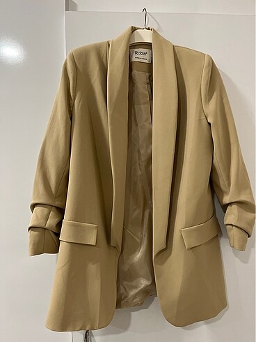 s Beden camel Renk Kolu büzgülü blazer ceket