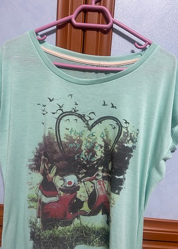 Yeşil Baskılı, Kısa Kollu Tişört - Görsel 2