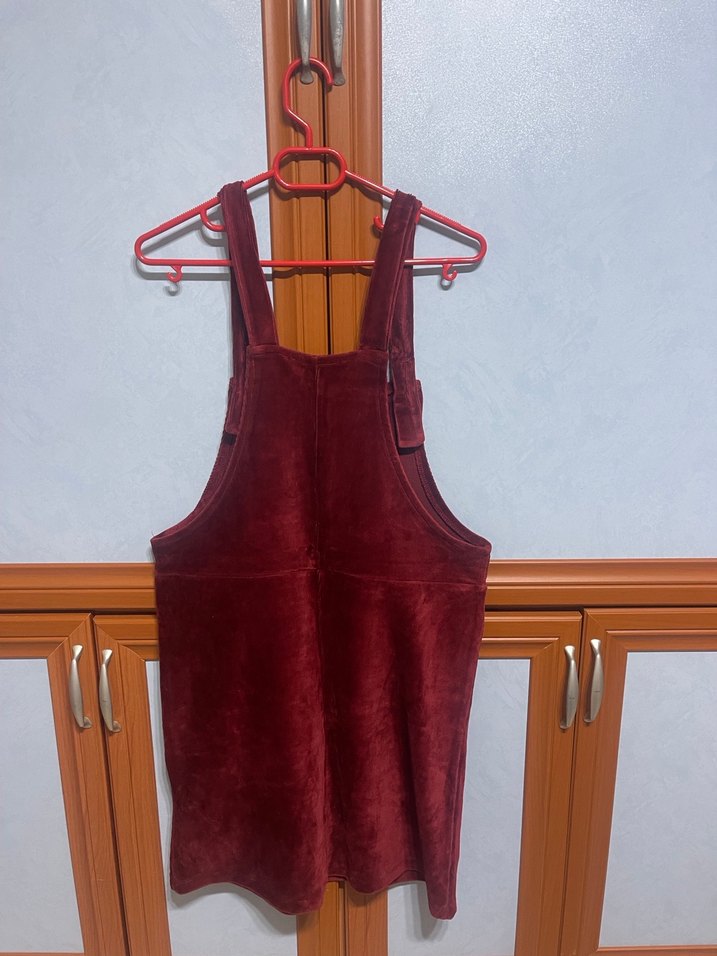 Bordo Süet Askılı Midi Tulum - Görsel 3